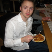 Kyle with Pancakes
