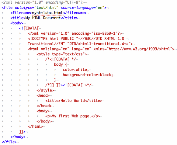 Solution to hiding CDATA in an XML document.