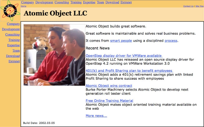 Atomic Object website in 2001.