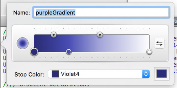 A screenshot if the color gradient UI in PaintCode
