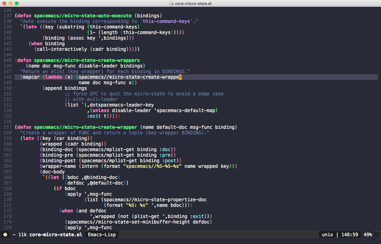 Spacemacs Find Text Loop Animated Screenshot GIF