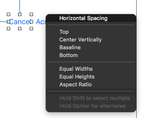 Screen shot displaying horizontal constraint