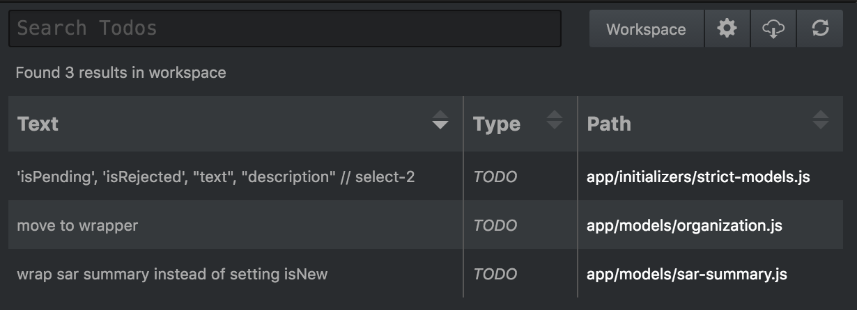 Screenshot of Search Todo Show by Packages