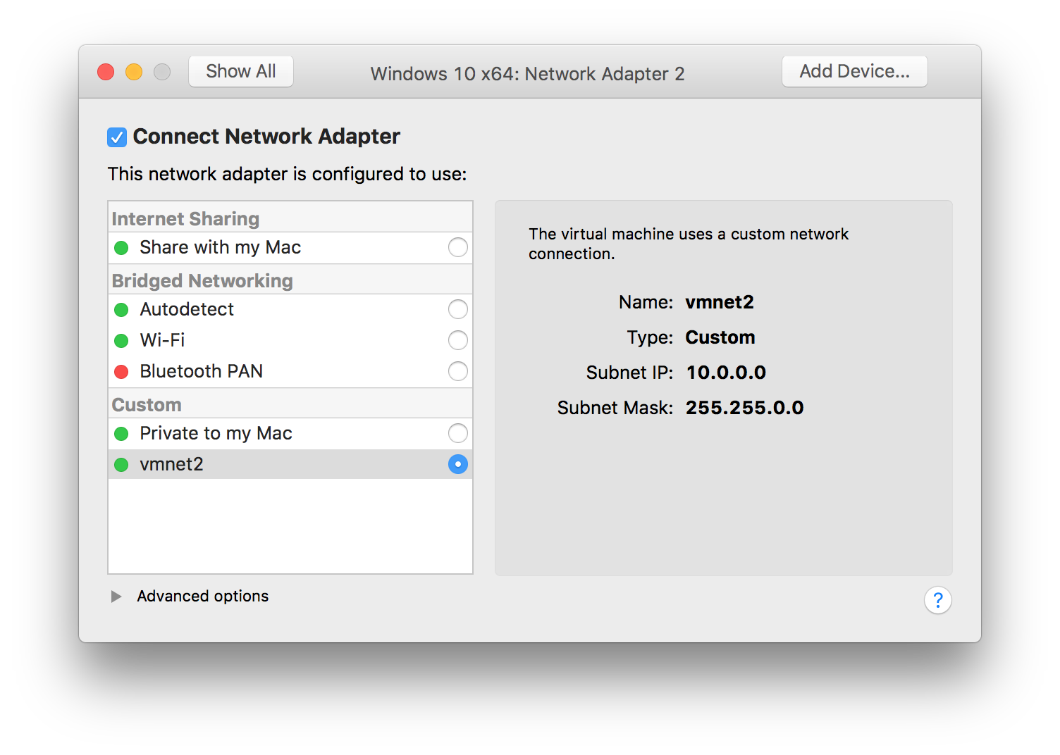 vmware mac network settings