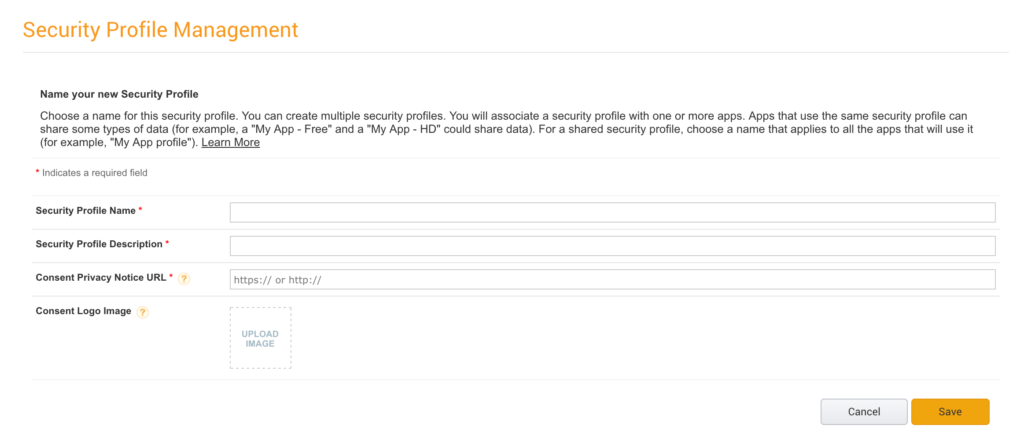 Android DRS - Security Profile Form