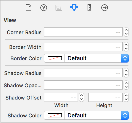 Attributes Inspector with border shadow and corner radius