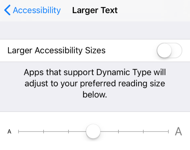 accessibility setting for dynamic type