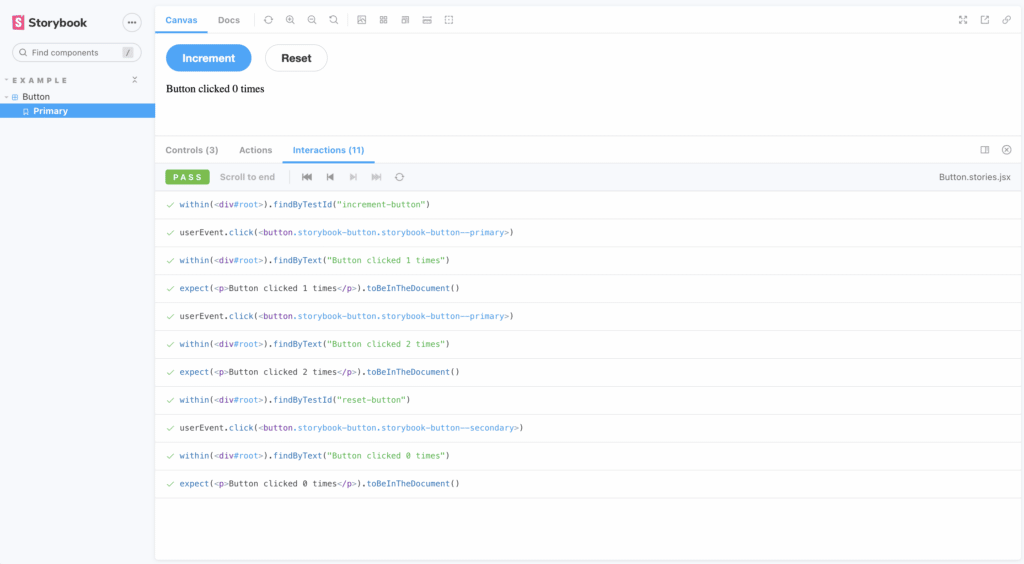 Storybook Interaction Tests Passing in Storybook Web Console
