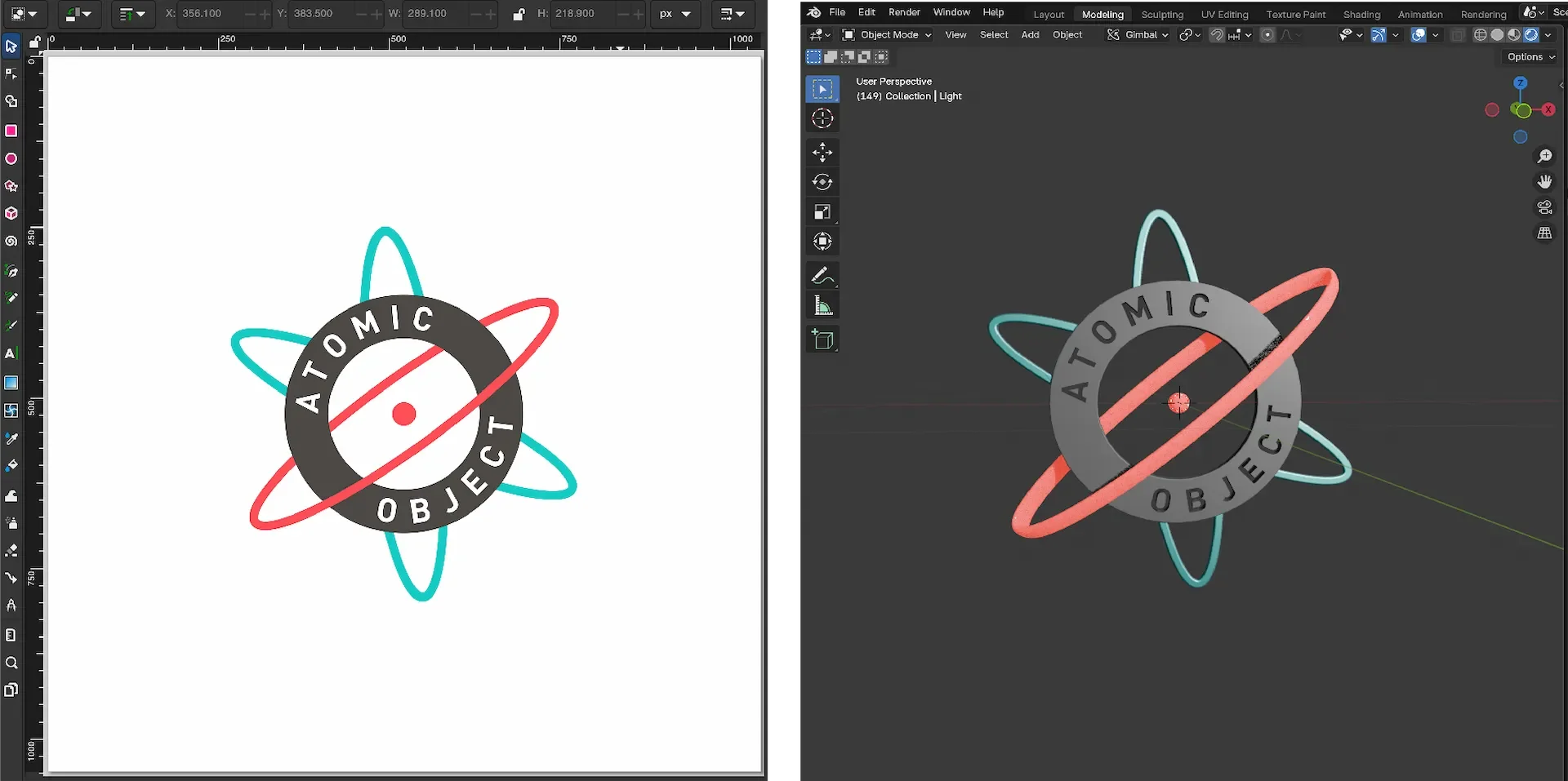 SVG in Inkscape< to 3D model in Blender