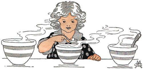 Image of Goldilocks picking a porridge.