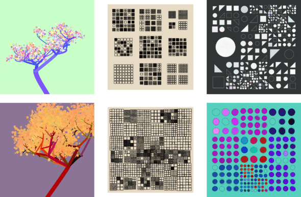 Examples of recursive generative art pieces