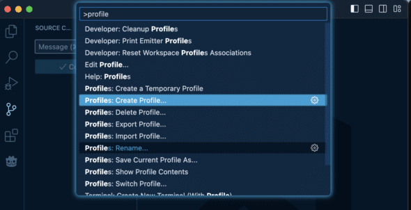 VS Code create profile