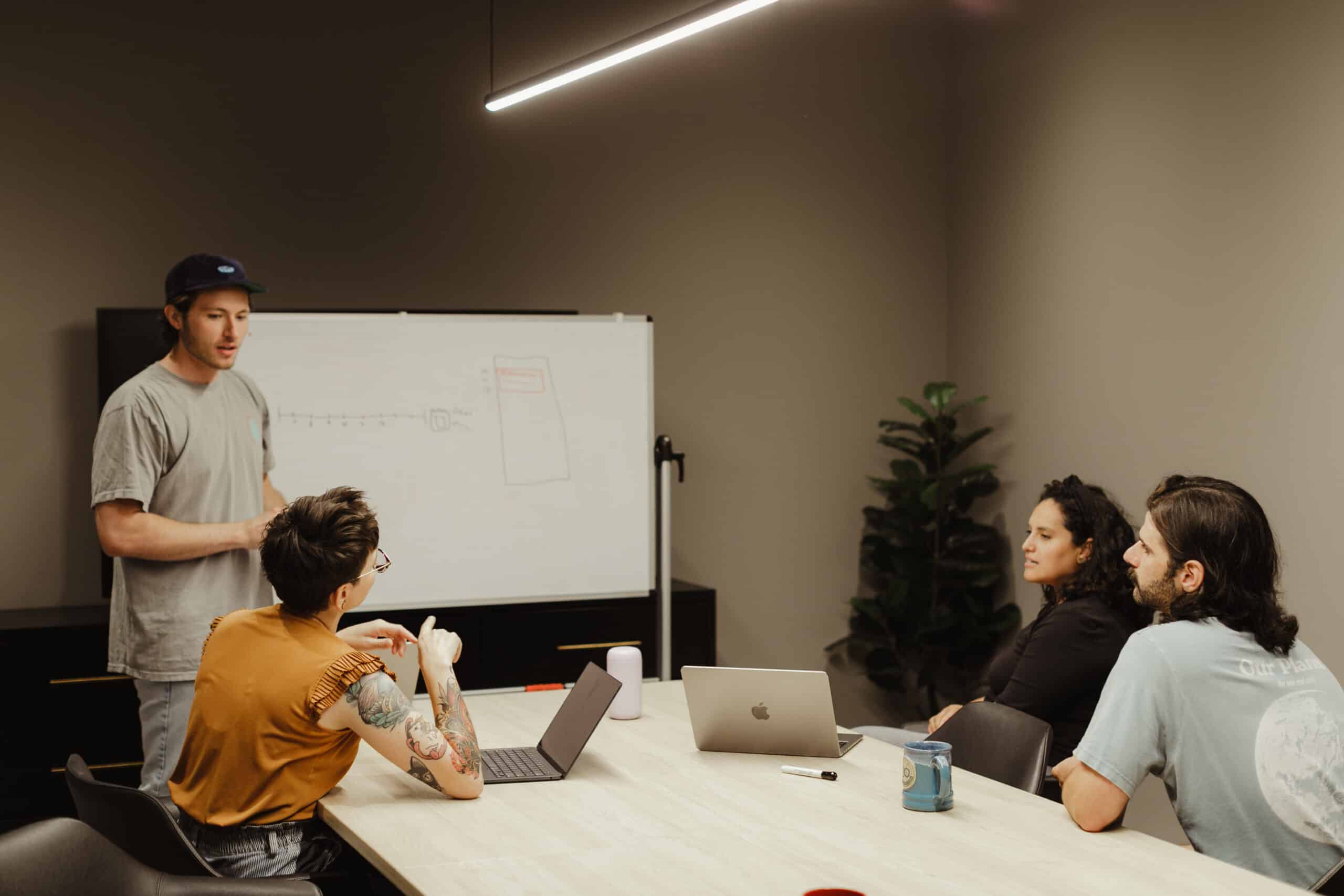Pictured is author Sarah Brockett with teammates. Post title: Novelty is the Secret Ingredient to Product Success, Thriving Teams, and Personal Happiness