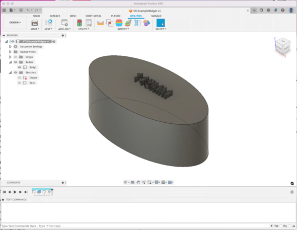 Example widget loaded in Fusion 360