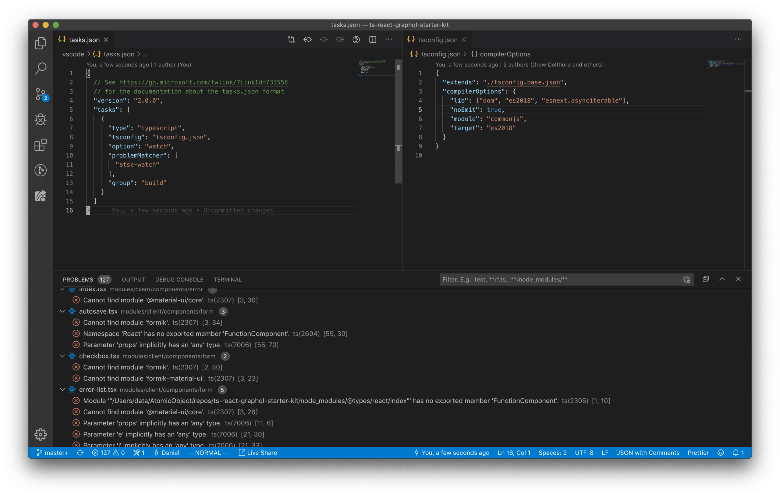 VSCode with project-wide type-checking