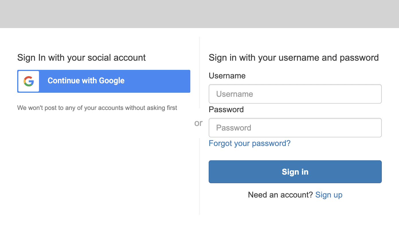 Sign in with your social site account