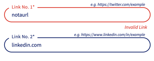 Validation errors on URL form entries