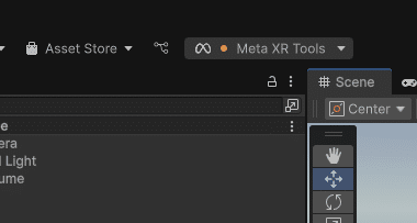 Meta XR Tools with warning (orange dot)