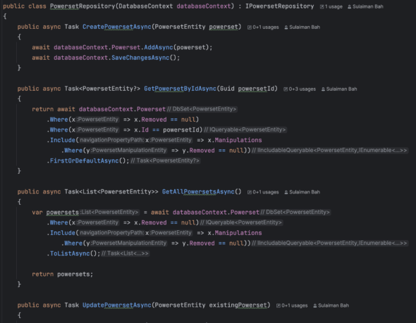 An interior shot of the part of the repository layer that accesses abilities in the database