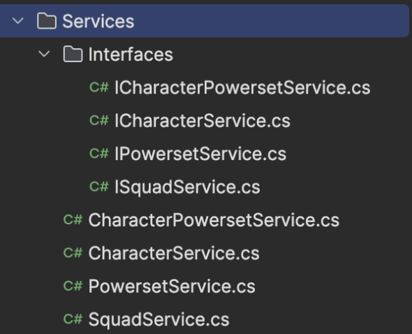 The service layer’s hierarchal structure