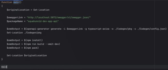 Screenshot of the NPM package builder script for the passion project
