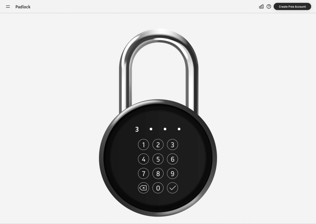 Updated UI image showing a padlock with a digital keypad.