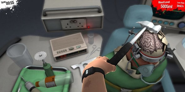 A shot from the Surgeon Simulator 2013 sim game.