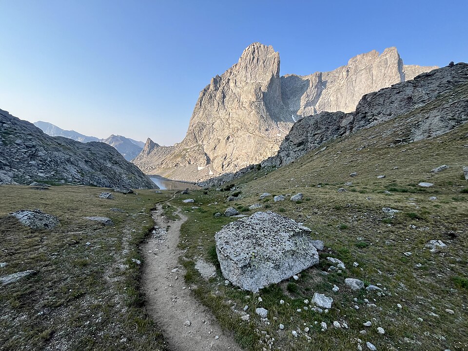 Pictured is Warbonnet Peak, part of the Wind River Range in Wyoming; post title: what I learned from hiking the back country