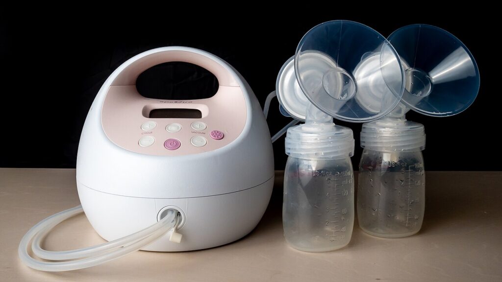 Photo of a breast pump setup.