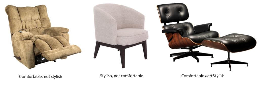 Examples of chairs with good and bad form and function