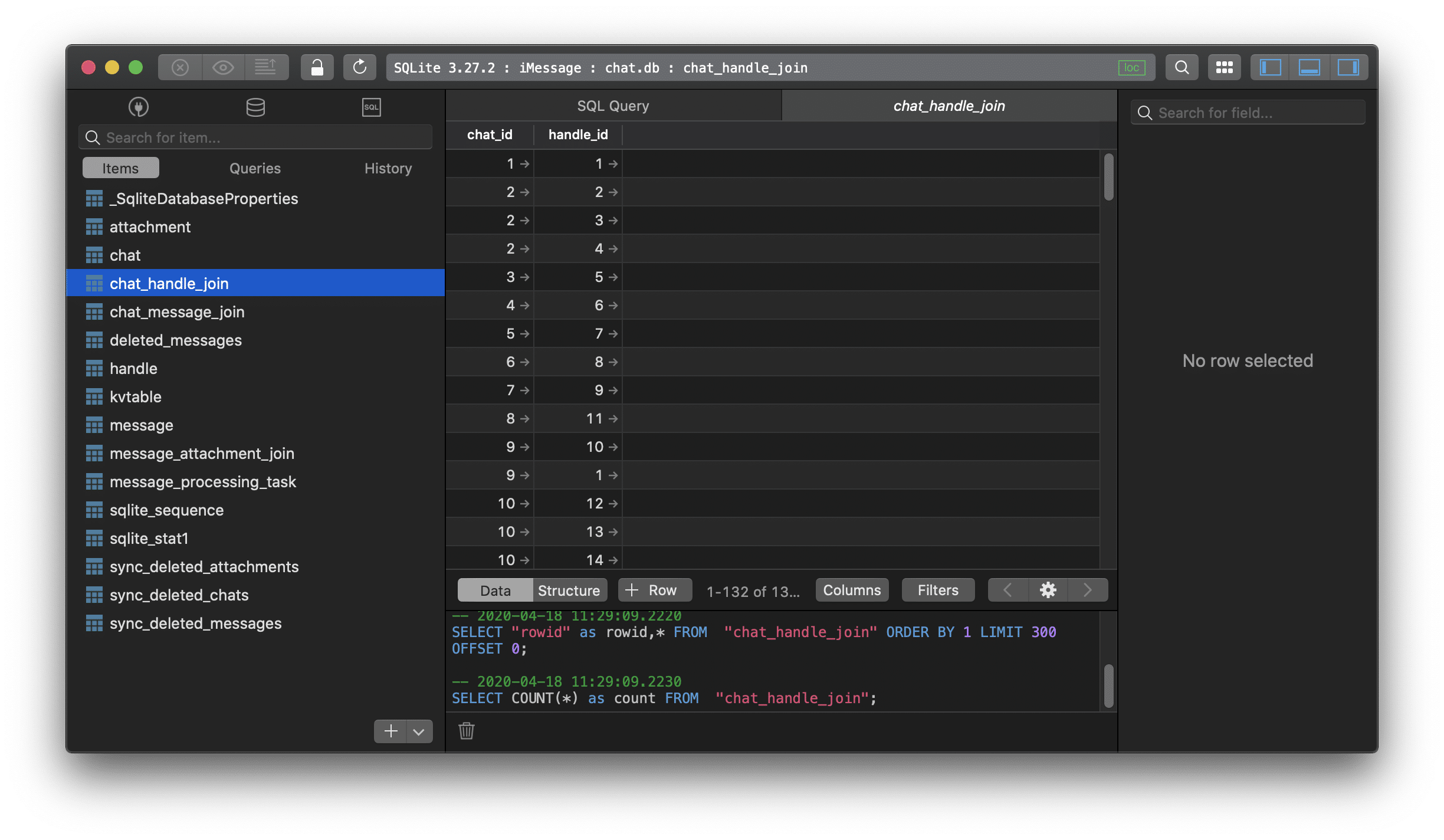 Searching Your IMessage Database Chat db File With SQL