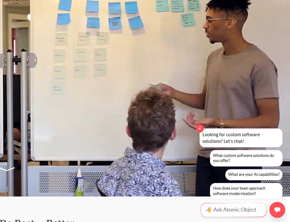 A screenshot of Atomic Object's chatbot in action.