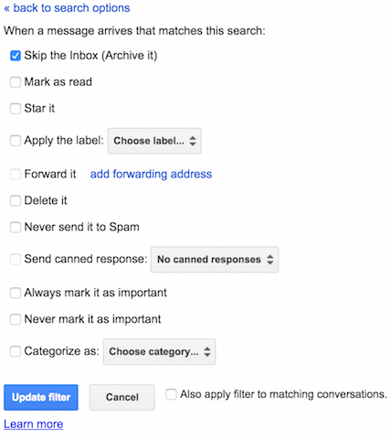 Page 2 of Gmail filter configuration.