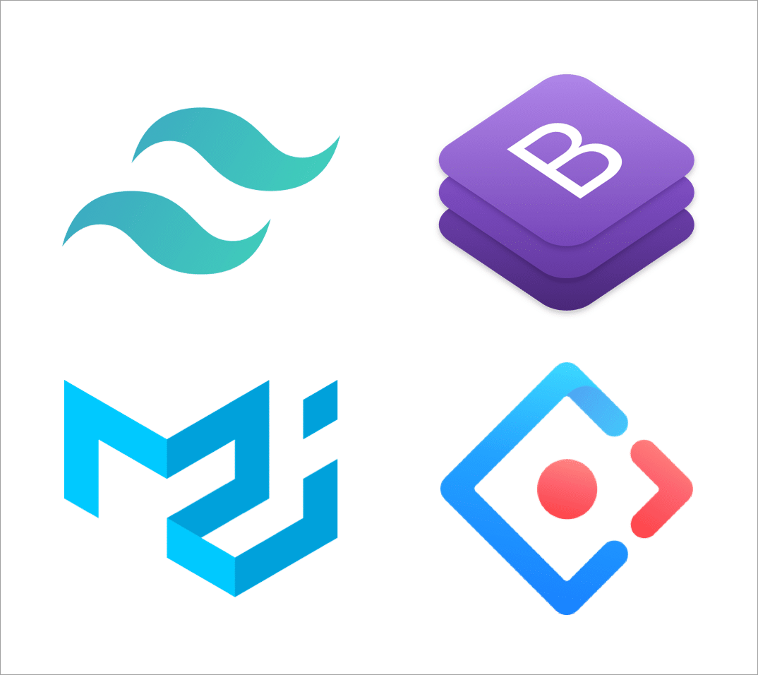 A collage of popular CSS tool logos