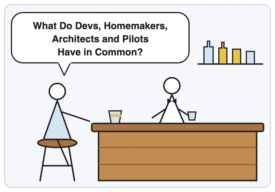 A cartoon about automation: What Do Devs, Homemakers, Architects and Pilots Have in Common?