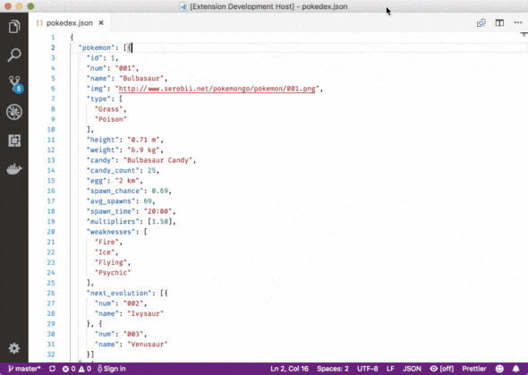 Example of using the Paste JSON as Code extension in Visual Studio Code
