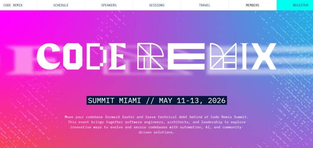 A screenshot of the website for Code Remix 2026