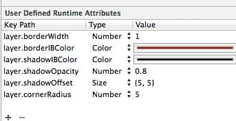 Runtime attributes for border and shadow