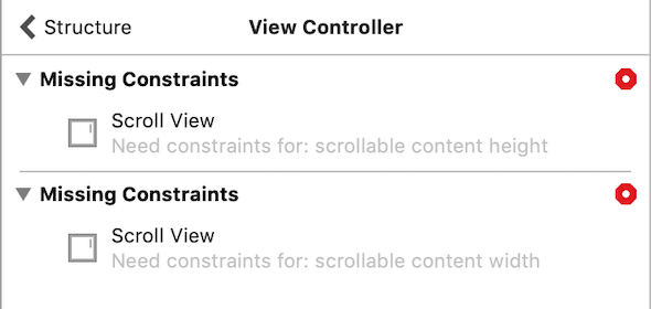 scroll view layout errors