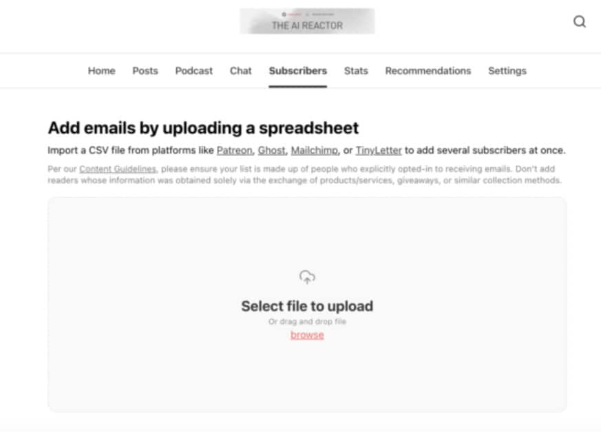 Migrate MailChimp to Substack - screenshot of migrating your newsletter