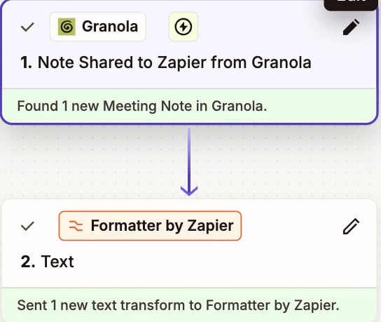 A screenshot illustrating the post titled "Using Zapier to Track Action Items from Granola Notes"