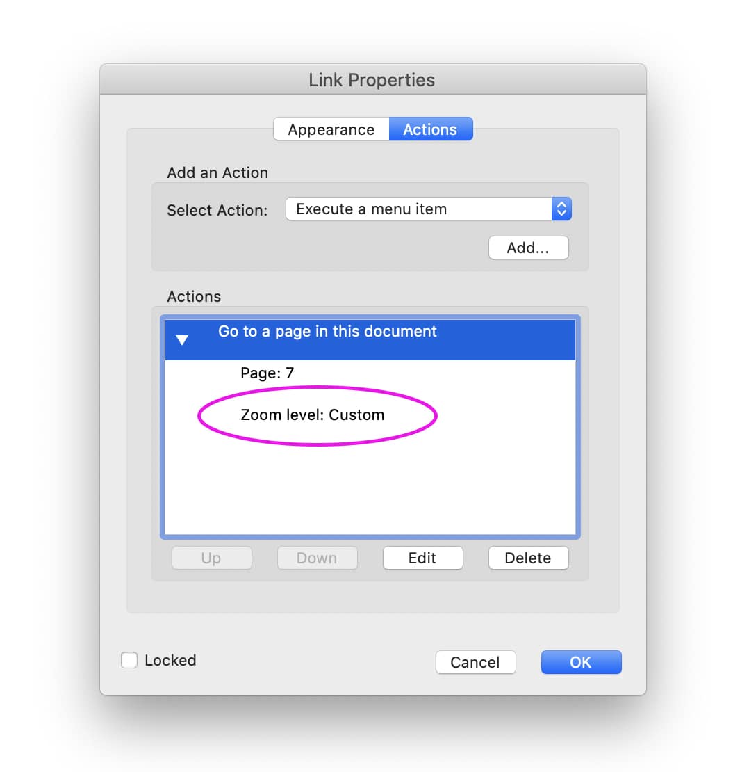 Internal PDF Links Zooming In or Out? Set the Zoom Level